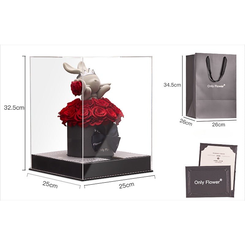 Astricos Eternal Rose Deluxe Gift Box with Adorable Bunny - Ultimate Birthday & Christmas Gift for Her - Astricos