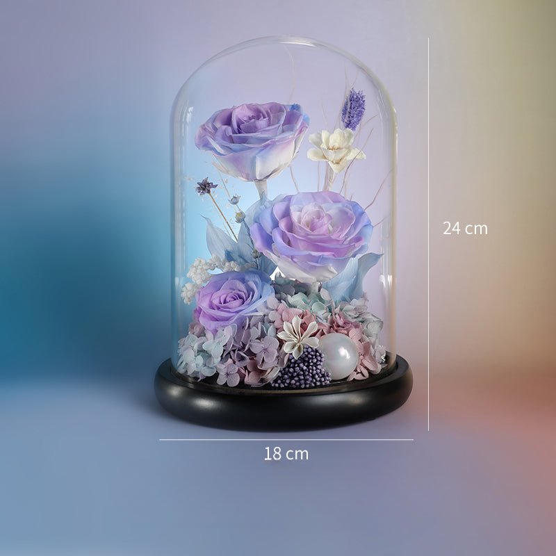 Astricos Eternal Rose Glass Dome - Exquisite Real Flower Decoration for Special Events & Girlfriend Gifts - Astricos