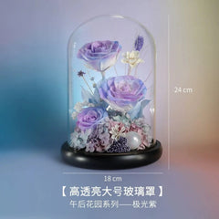 Astricos Eternal Rose Glass Dome - Exquisite Real Flower Decoration for Special Events & Girlfriend Gifts - Astricos