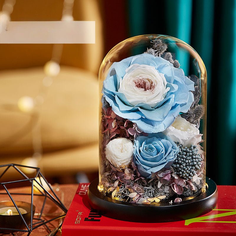 Astricos Timeless Rose Glass Dome - A Gift of Enduring Love and Grace - Astricos