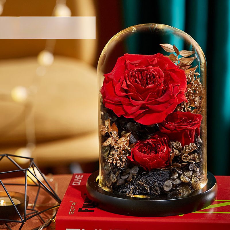 Astricos Timeless Rose Glass Dome - A Gift of Enduring Love and Grace - Astricos