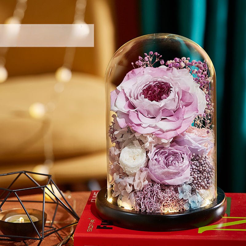 Astricos Timeless Rose Glass Dome - A Gift of Enduring Love and Grace - Astricos