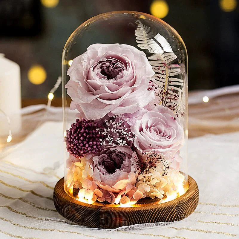 Astricos Timeless Rose Glass Dome - A Gift of Enduring Love and Grace - Astricos