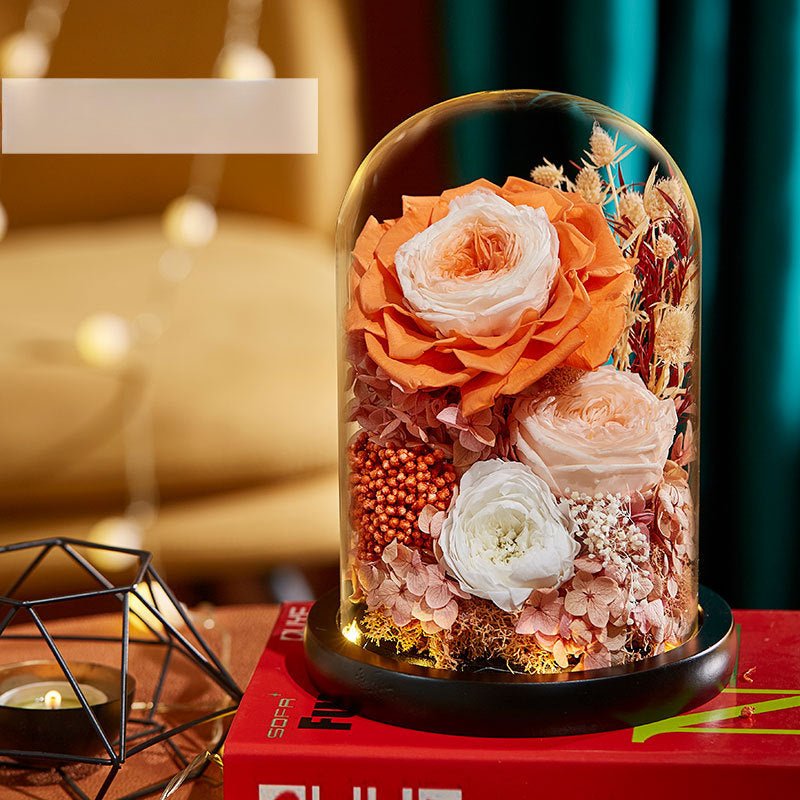 Astricos Timeless Rose Glass Dome - A Gift of Enduring Love and Grace - Astricos