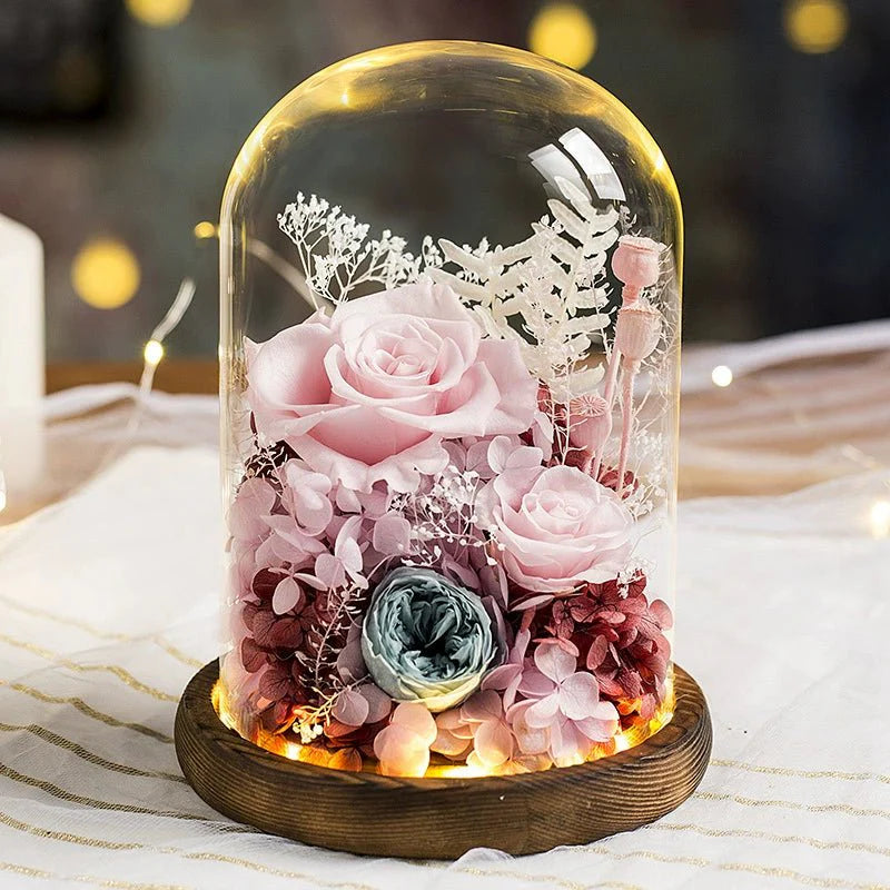 Astricos Timeless Rose Glass Dome - A Gift of Enduring Love and Grace - Astricos