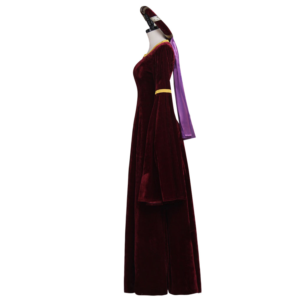 Elegant Astricos Medieval Vintage Dark Red Renaissance Dress for Cosplay and Special Events - Astricos