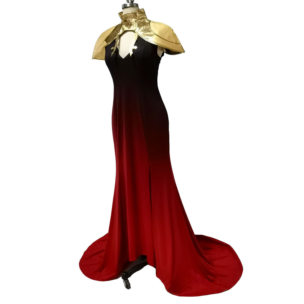 Astricos Carmilla Cosplay Costume - Enchanting Red Gothic Dress with Long White Wig - Astricos