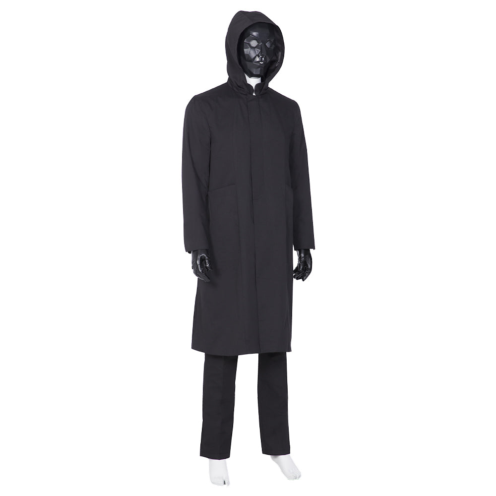 Astricos Black Masked Man Halloween Costume – Squid Game Inspired Hooded Suit for Cosplay - Astricos