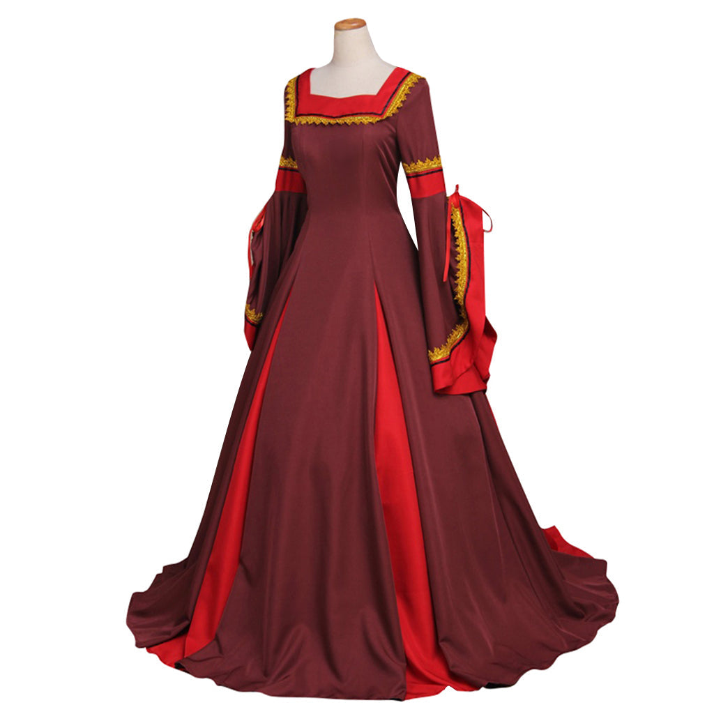 Women's Elegant Dark Red Victorian Medieval Astricos Dress Costume for Carnival Parties and Cosplay - Astricos