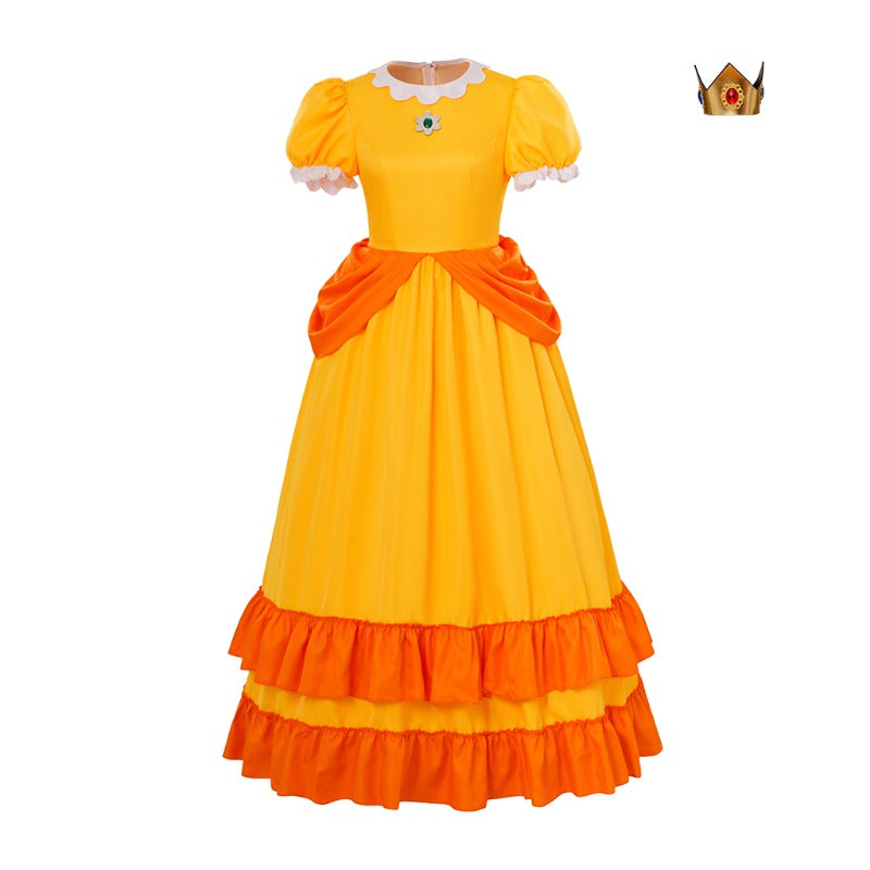 Astricos Rosalina Cosplay Dress with Crown - Daisy Princess Costume for Halloween & Parties - Astricos