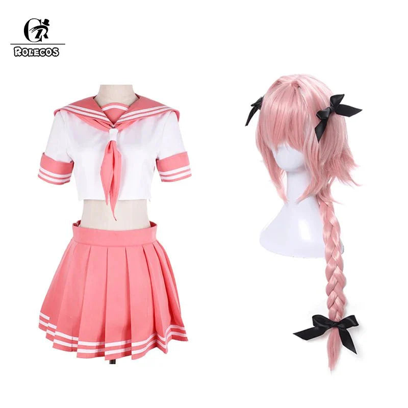 Astricos Fate Apocrypha Cosplay Costume - Astolfo Uniform for Women - FGO Pink School Uniform - Astricos