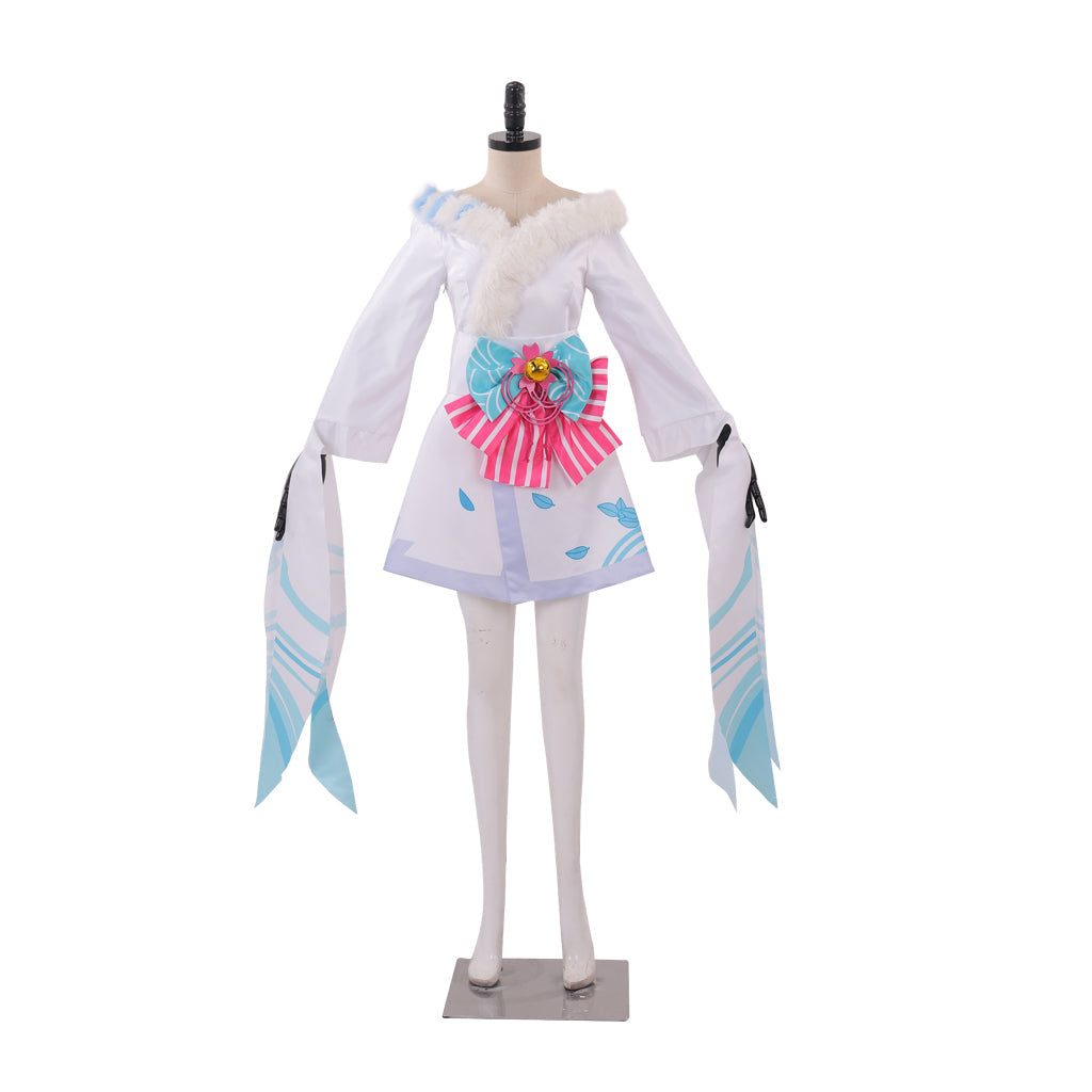 Astricos Ahri Spirit Blossom Super Transform Cosplay Costume Adult Custom-Made White Suit Dress - Astricos