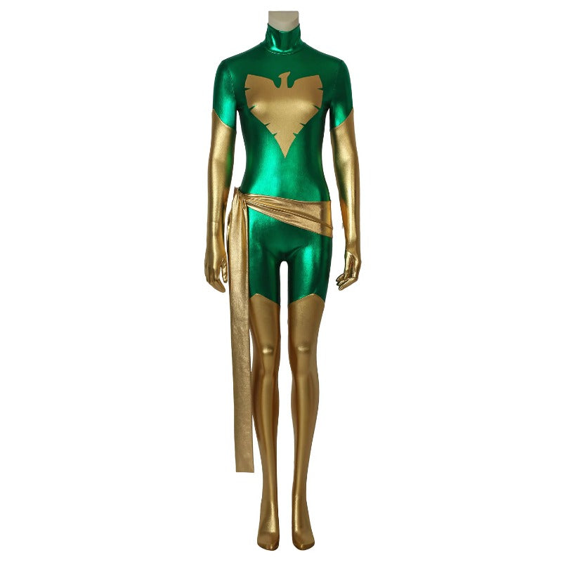 Astricos Green X-Men Dark Phoenix Jean Grey Cosplay Jumpsuit for Halloween - Astricos