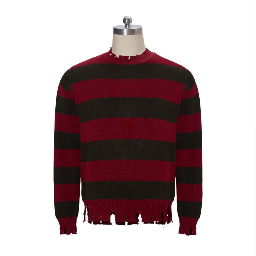 Astricos Freddy Krueger Cosplay Sweater | Nightmare Street Movie Striped Knit Top | Unisex Casual Sweatshirt - Astricos