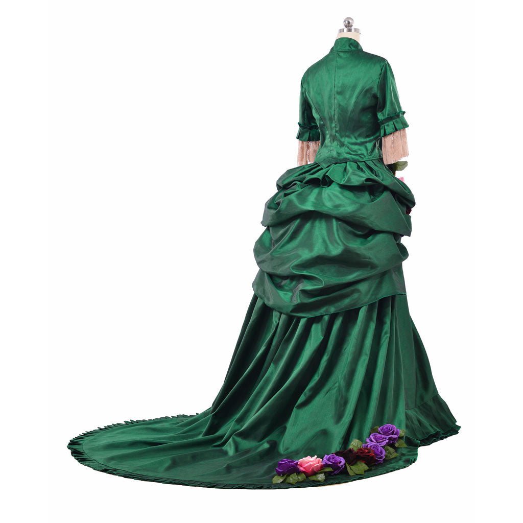 Astricos Era Victorian Bustle Dress | 18th Century Green Rococo Ball Gown for Women - Astricos