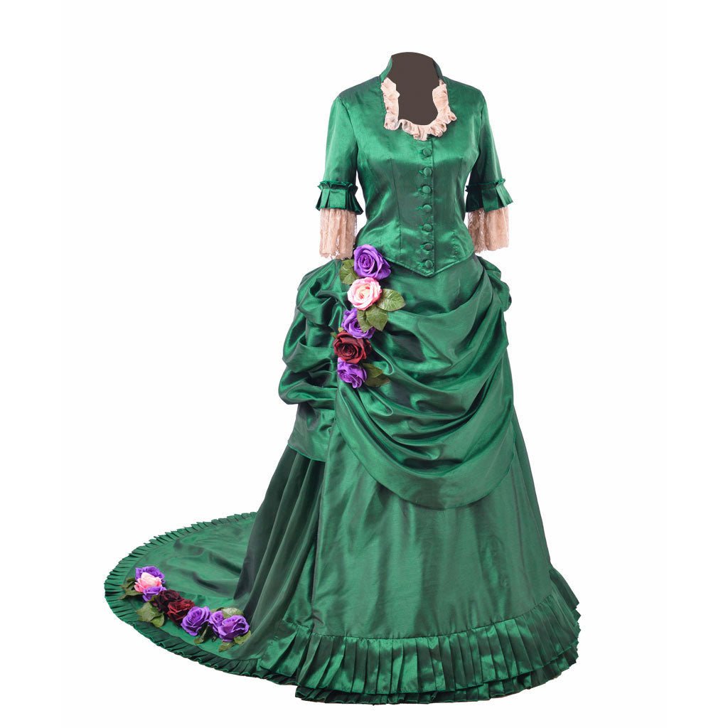 Astricos Era Victorian Bustle Dress | 18th Century Green Rococo Ball Gown for Women - Astricos