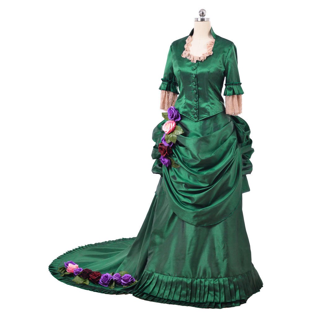 Astricos Era Victorian Bustle Dress | 18th Century Green Rococo Ball Gown for Women - Astricos