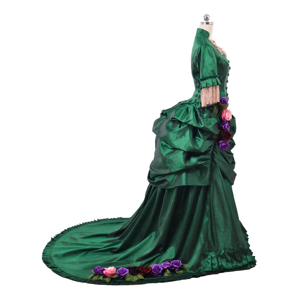 Astricos Era Victorian Bustle Dress | 18th Century Green Rococo Ball Gown for Women - Astricos