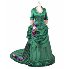 Astricos Era Victorian Bustle Dress | 18th Century Green Rococo Ball Gown for Women - Astricos