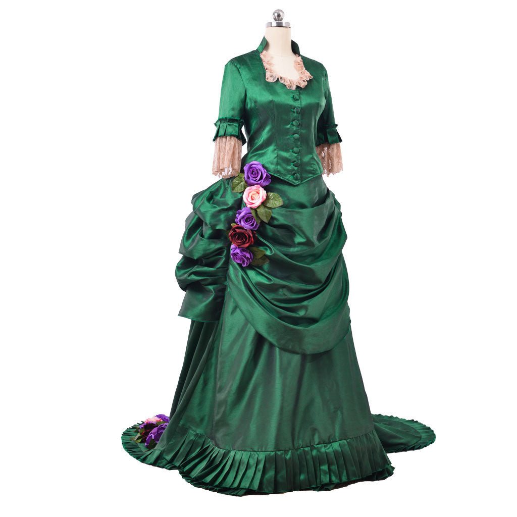 Astricos Era Victorian Bustle Dress | 18th Century Green Rococo Ball Gown for Women - Astricos