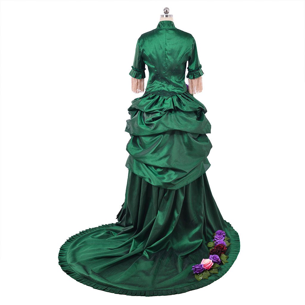 Astricos Era Victorian Bustle Dress | 18th Century Green Rococo Ball Gown for Women - Astricos