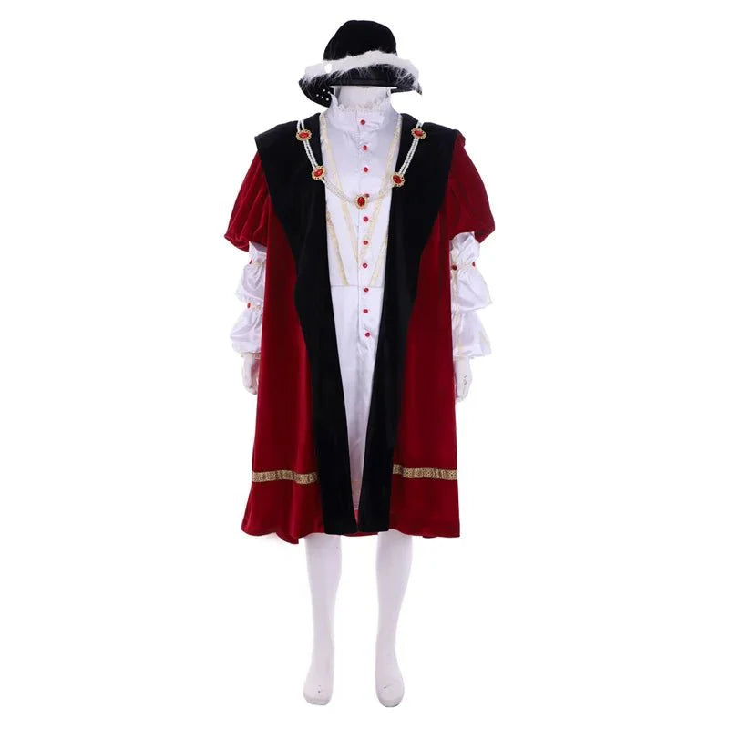 Astricos Henry VIII Royal Renaissance King Cosplay Costume with Cloak & Hat | Medieval Themed Outfit - Astricos