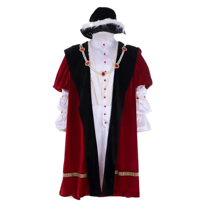 Astricos Henry VIII Royal Renaissance King Cosplay Costume with Cloak & Hat | Medieval Themed Outfit - Astricos