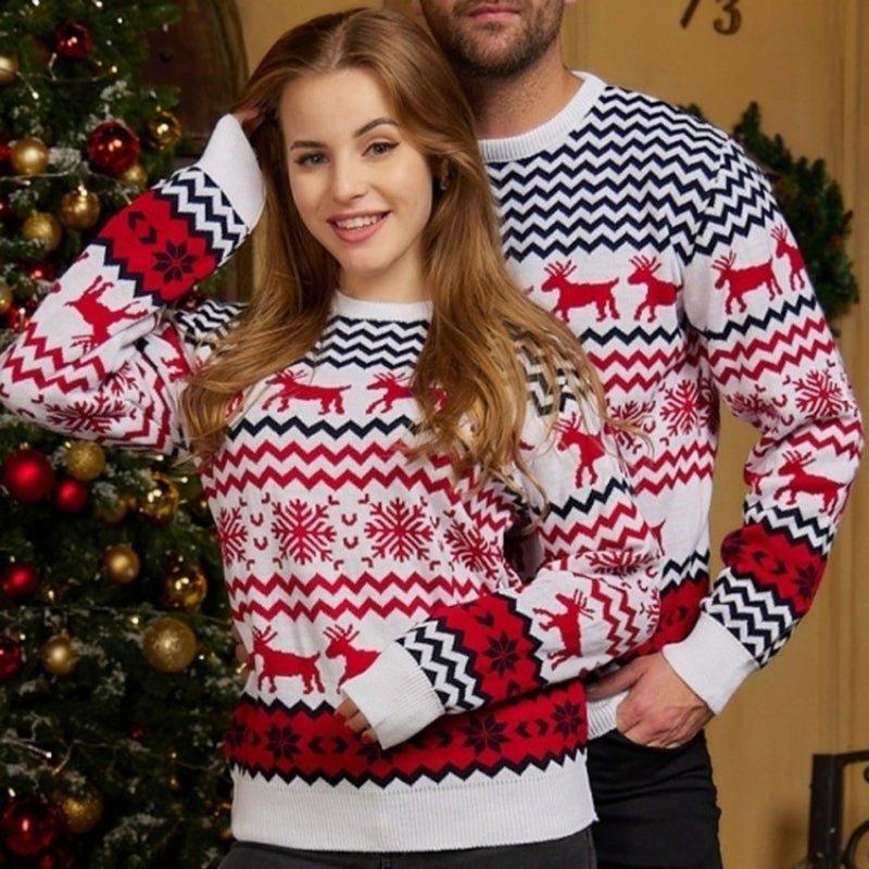 Top-Selling 2024 Astricos Snowflake Christmas Sweater - Stylish Round-Neck Knitted Pullover for Couples - Astricos