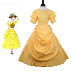 Astricos Jane Cosplay Dress | Elegant Yellow Victorian Short Sleeve Fantasy Maid Dress for Disney Inspired Events - Astricos