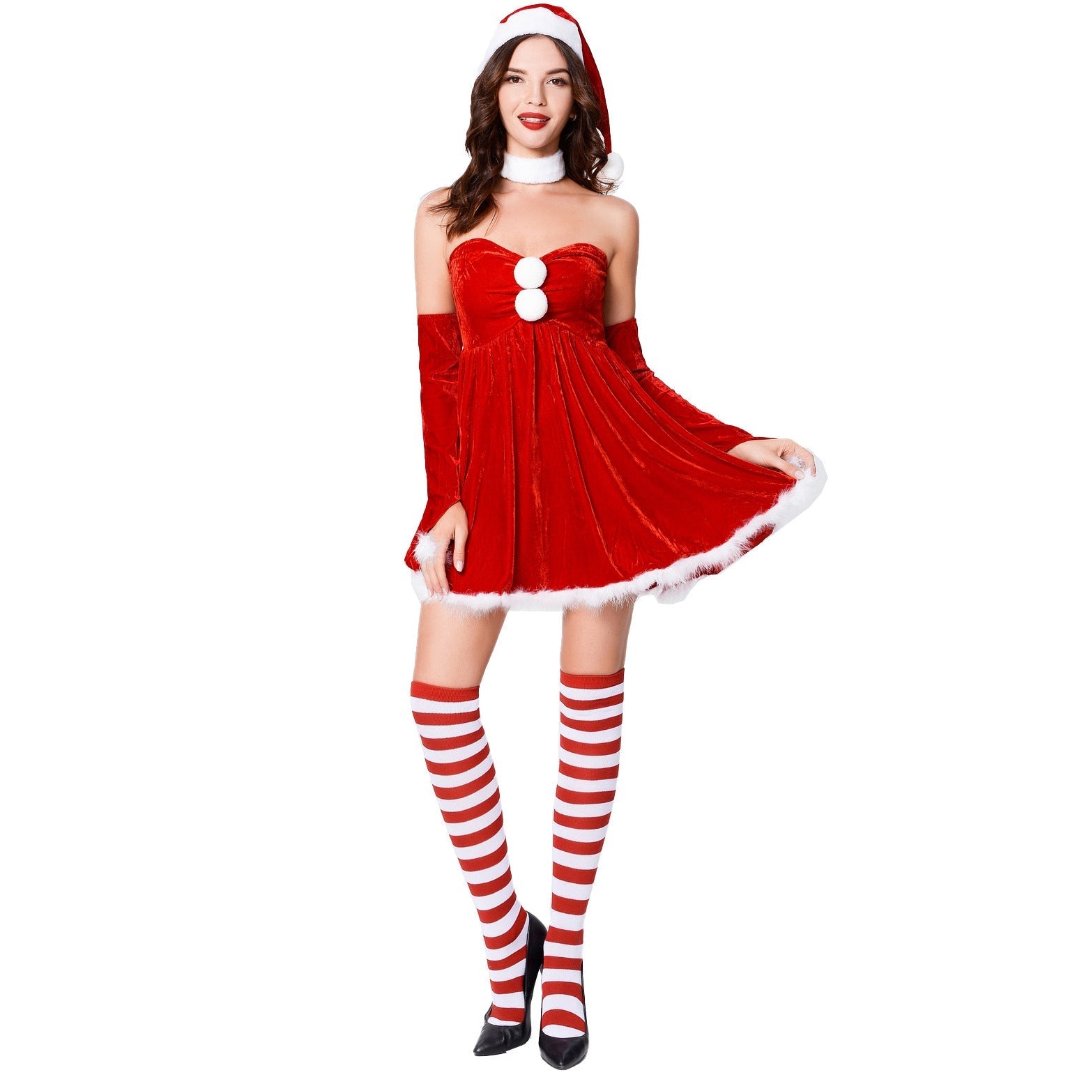 Astricos Sexy Christmas Dress and Hat Set - Trendy Festive Outfit for Women - Astricos