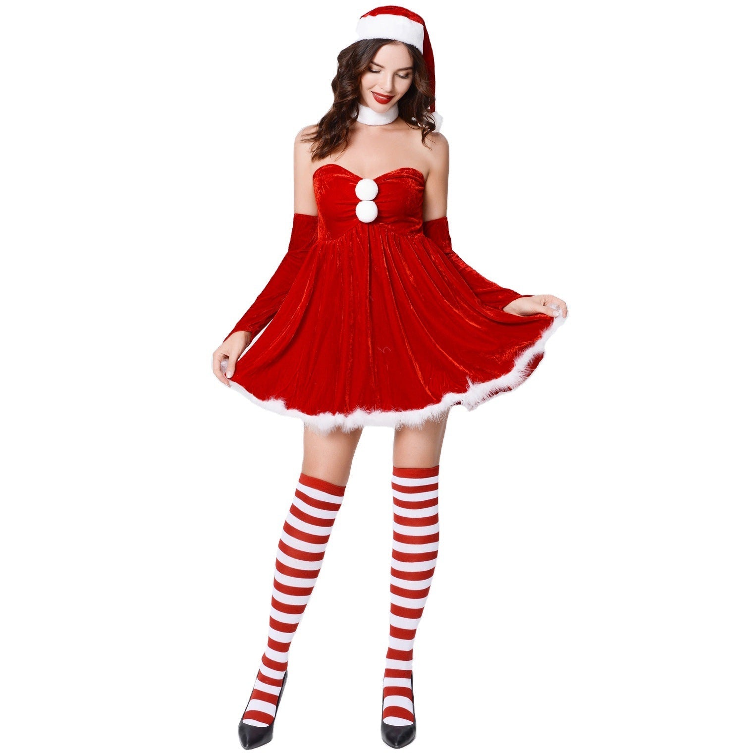 Astricos Sexy Christmas Dress and Hat Set - Trendy Festive Outfit for Women - Astricos