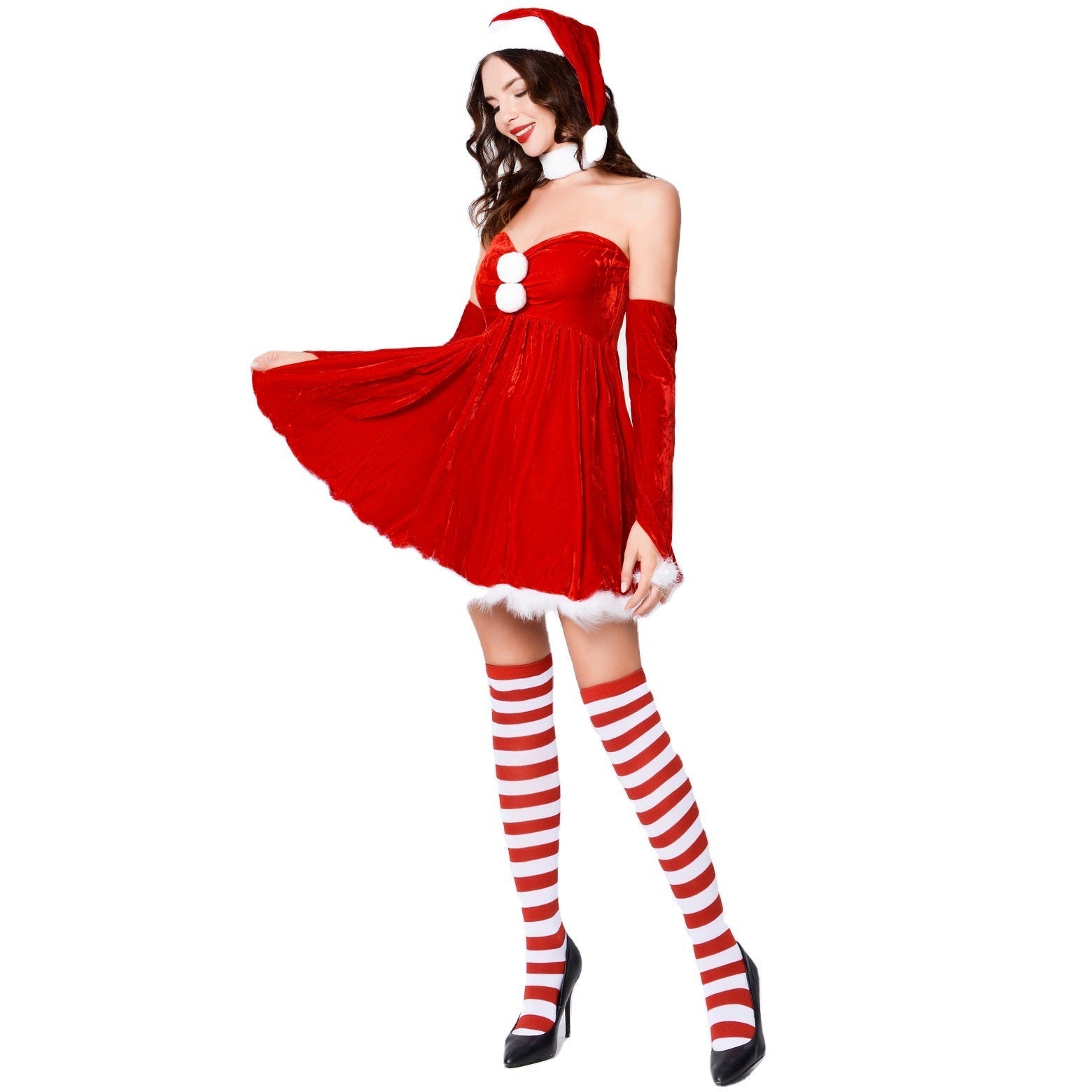 Astricos Sexy Christmas Dress and Hat Set - Trendy Festive Outfit for Women - Astricos