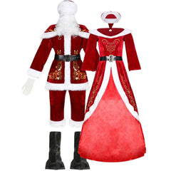 Astricos M-3XL Glamorous Christmas King & Queen Costumes | Unisex Holiday Party Attire - Astricos