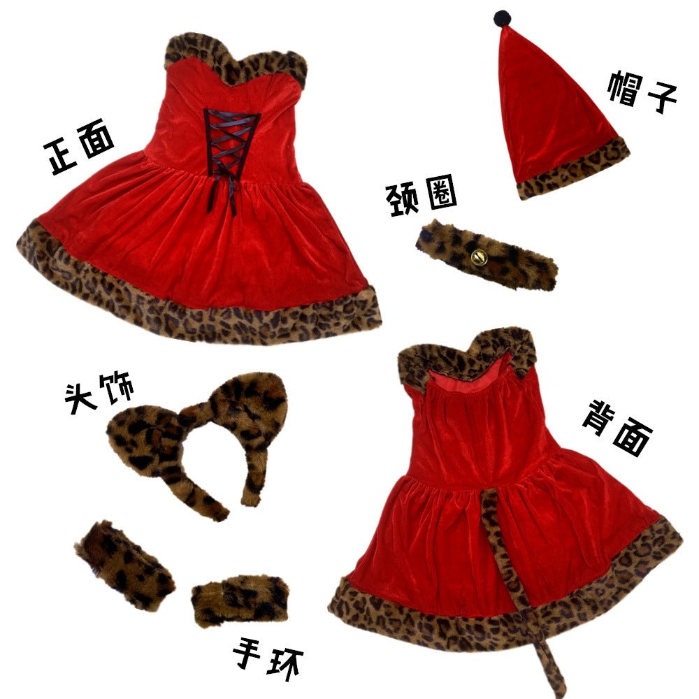 Stylish Leopard Print Sexy Christmas Dress - Perfect for Parties and Cosplay - Astricos