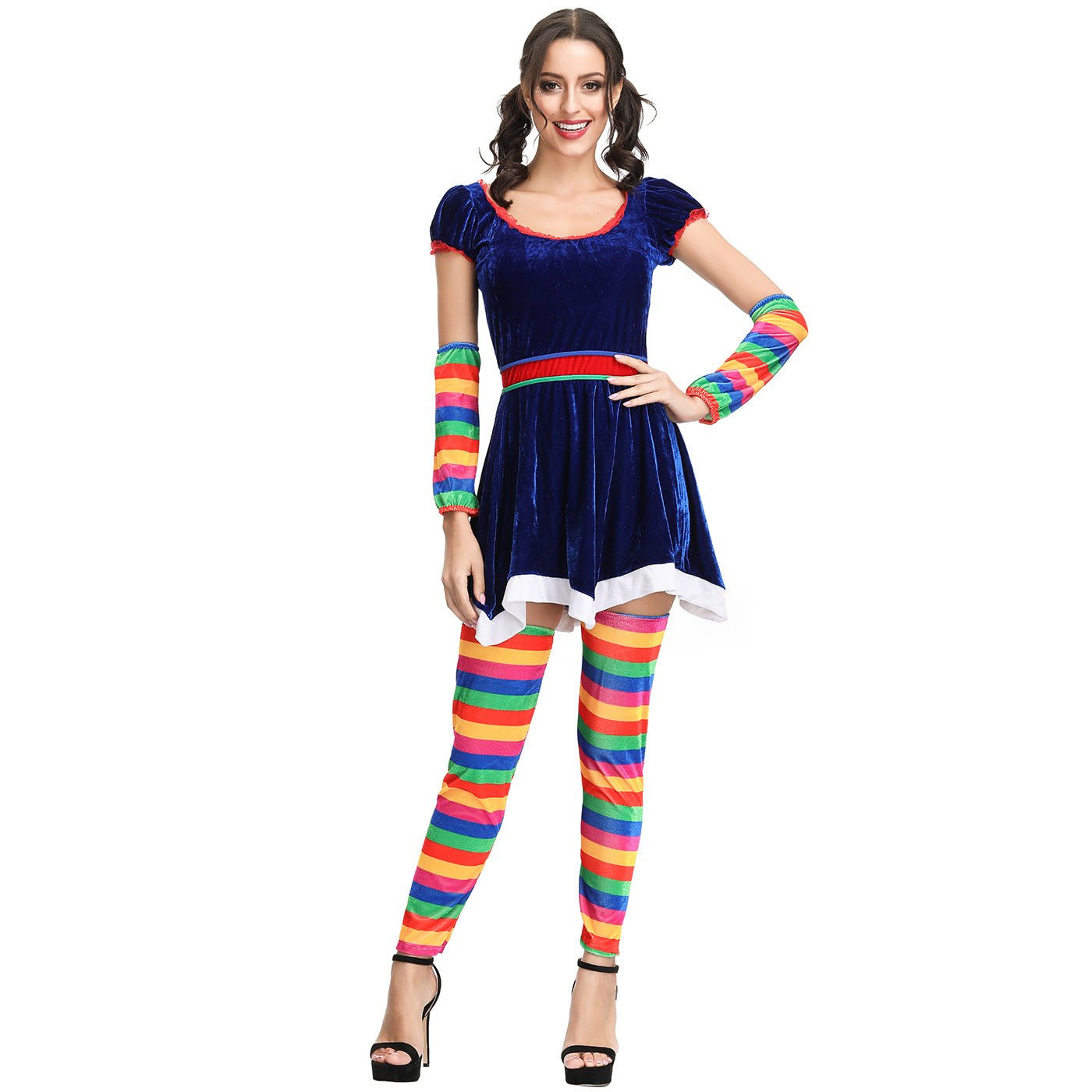 Astricos Rainbow Striped Christmas Dress - Perfect for Drama, Circus Clown COS, and Stage Performances - Astricos