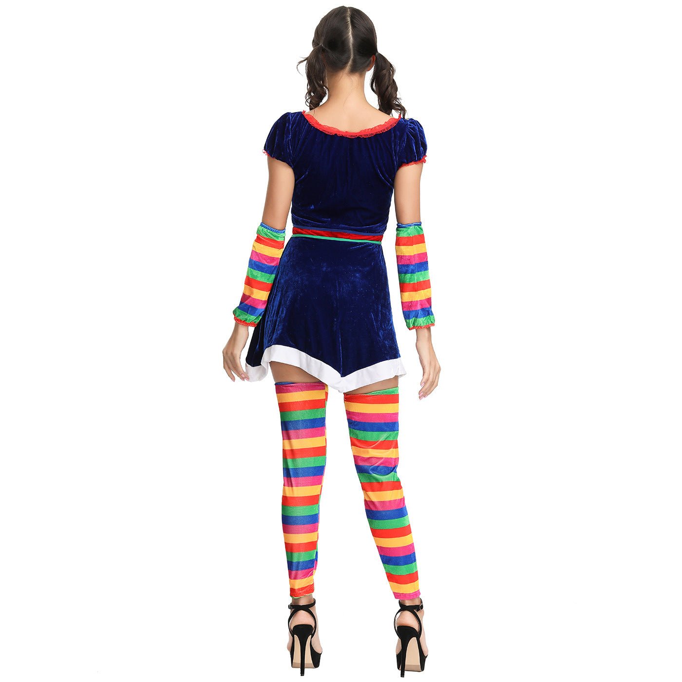 Astricos Rainbow Striped Christmas Dress - Perfect for Drama, Circus Clown COS, and Stage Performances - Astricos