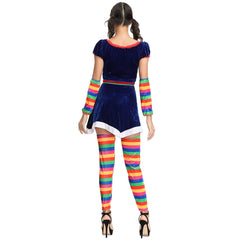 Astricos Rainbow Striped Christmas Dress - Perfect for Drama, Circus Clown COS, and Stage Performances - Astricos