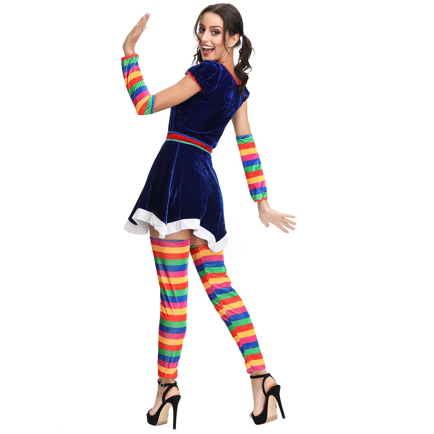 Astricos Rainbow Striped Christmas Dress - Perfect for Drama, Circus Clown COS, and Stage Performances - Astricos