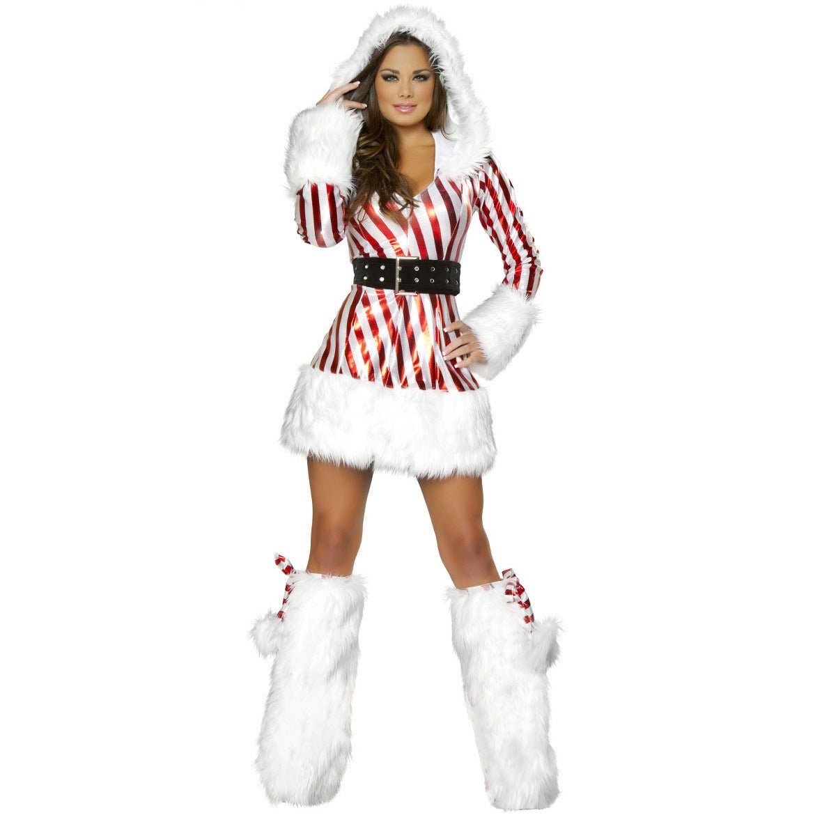 Astricos Alluring Christmas Costume - Long Sleeve Striped Dance Party Outfit - Astricos