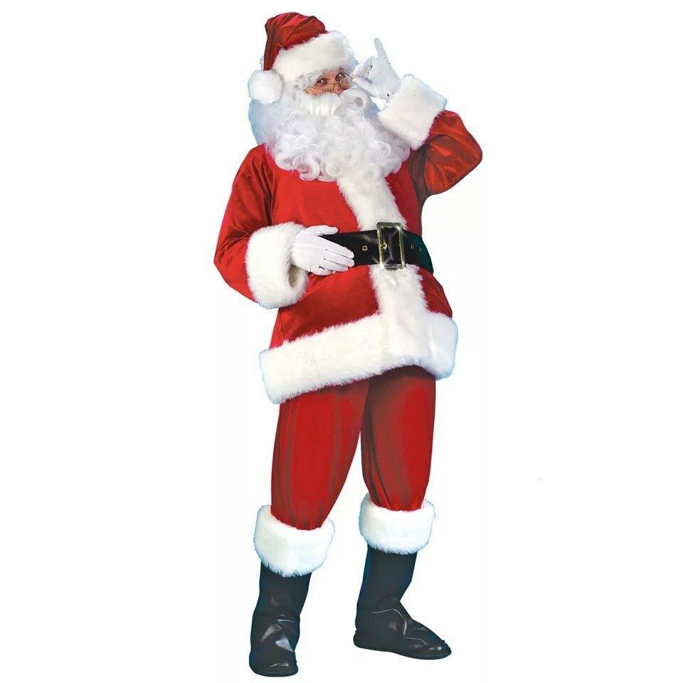 Astricos Long-Haired Santa Claus Clothing Set - Premium Christmas Santa Outfit - Astricos