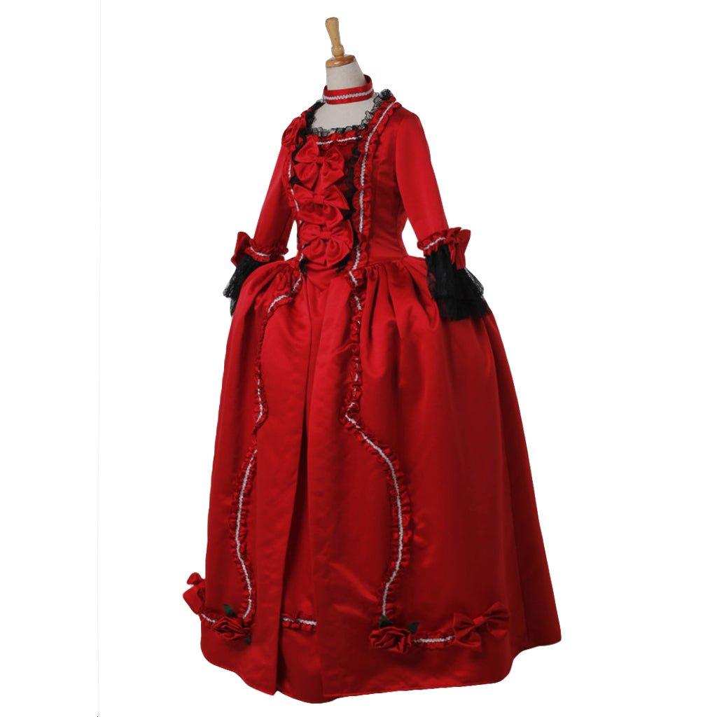 Astricos 18th Century Inspired Rococo Red Dress | Baroque Victorian Carnival Costume - Astricos