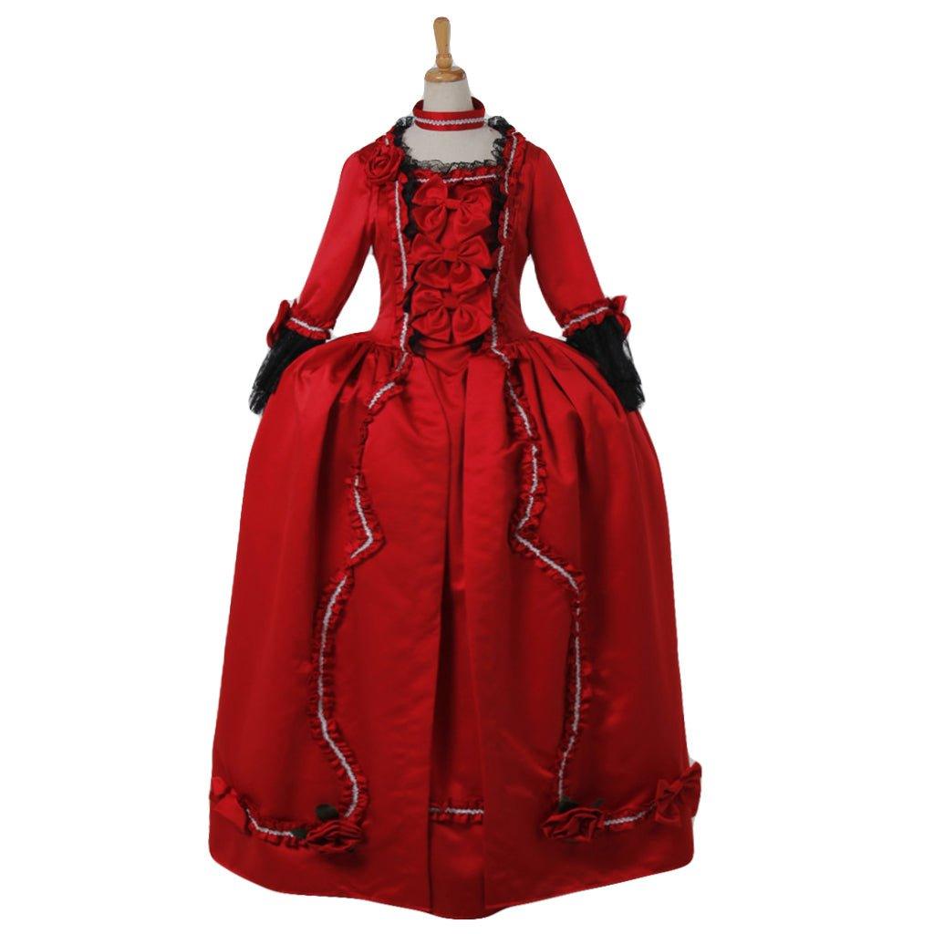 Astricos 18th Century Inspired Rococo Red Dress | Baroque Victorian Carnival Costume - Astricos