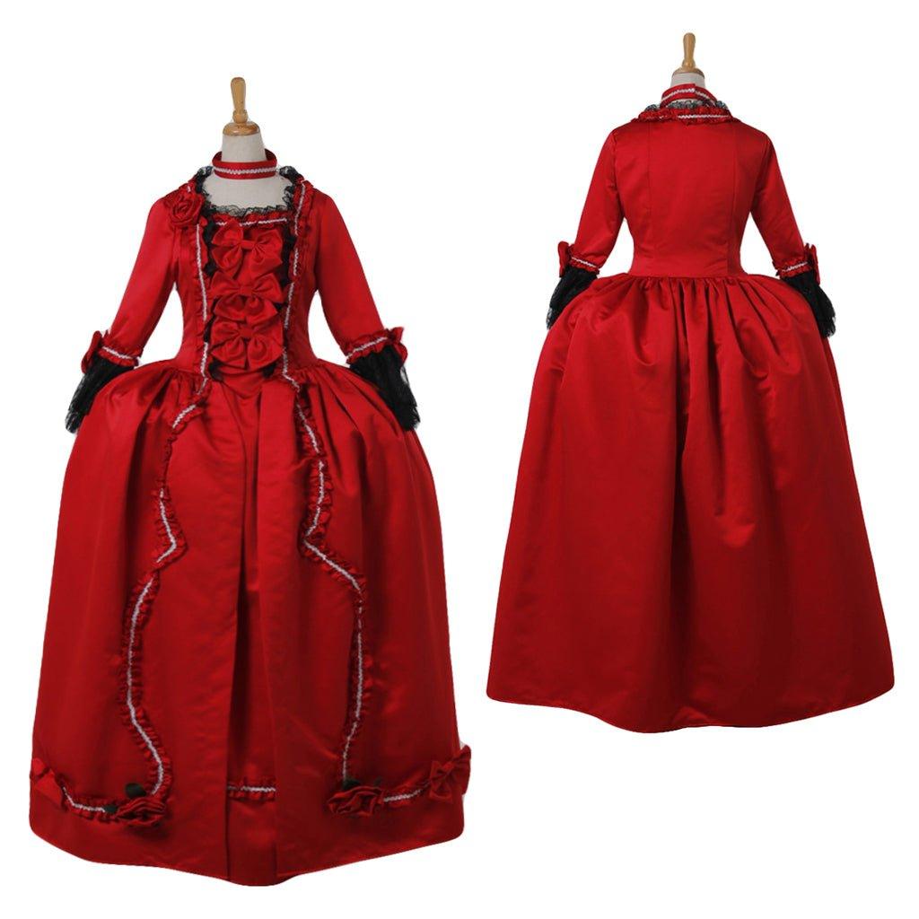 Astricos 18th Century Inspired Rococo Red Dress | Baroque Victorian Carnival Costume - Astricos