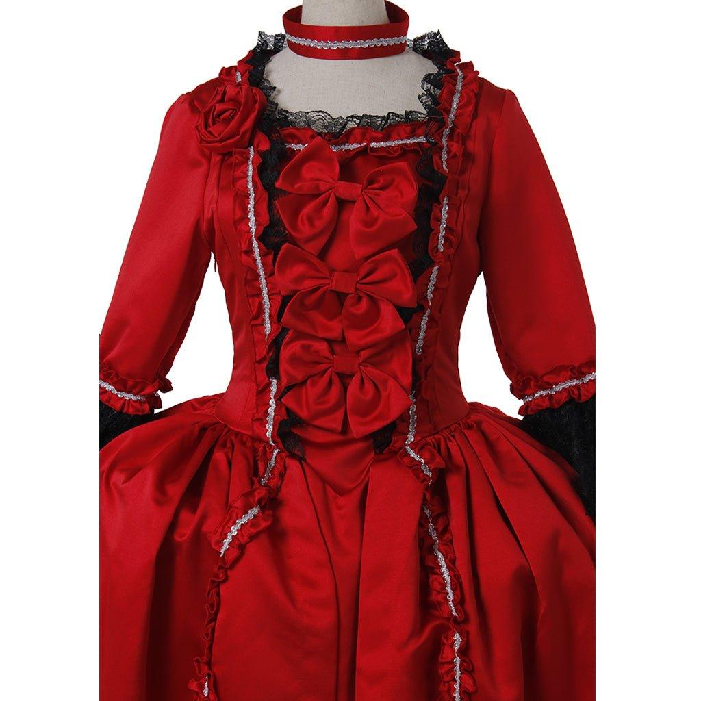 Astricos 18th Century Inspired Rococo Red Dress | Baroque Victorian Carnival Costume - Astricos