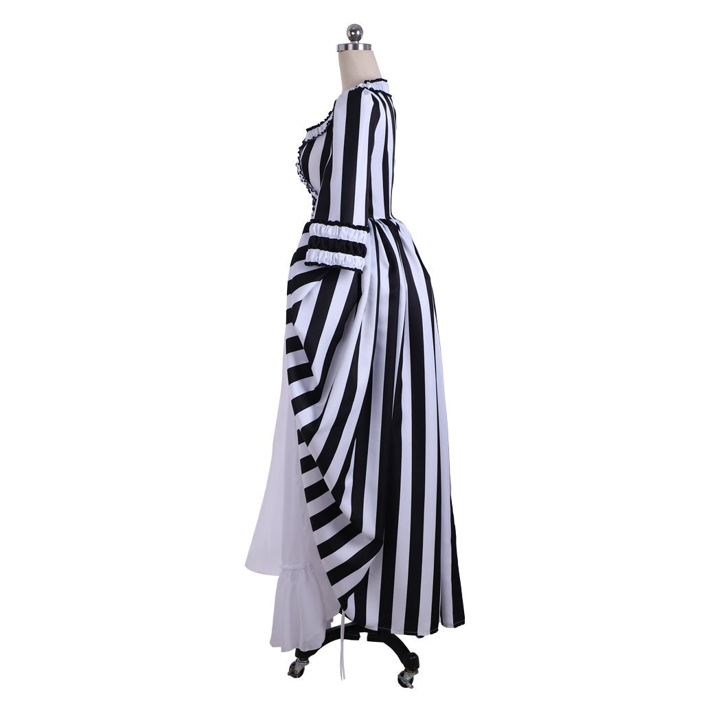 Astricos Rococo Stripe Dress | Elegant Victorian Gothic Ball Gown Cosplay Costume for Women - Astricos