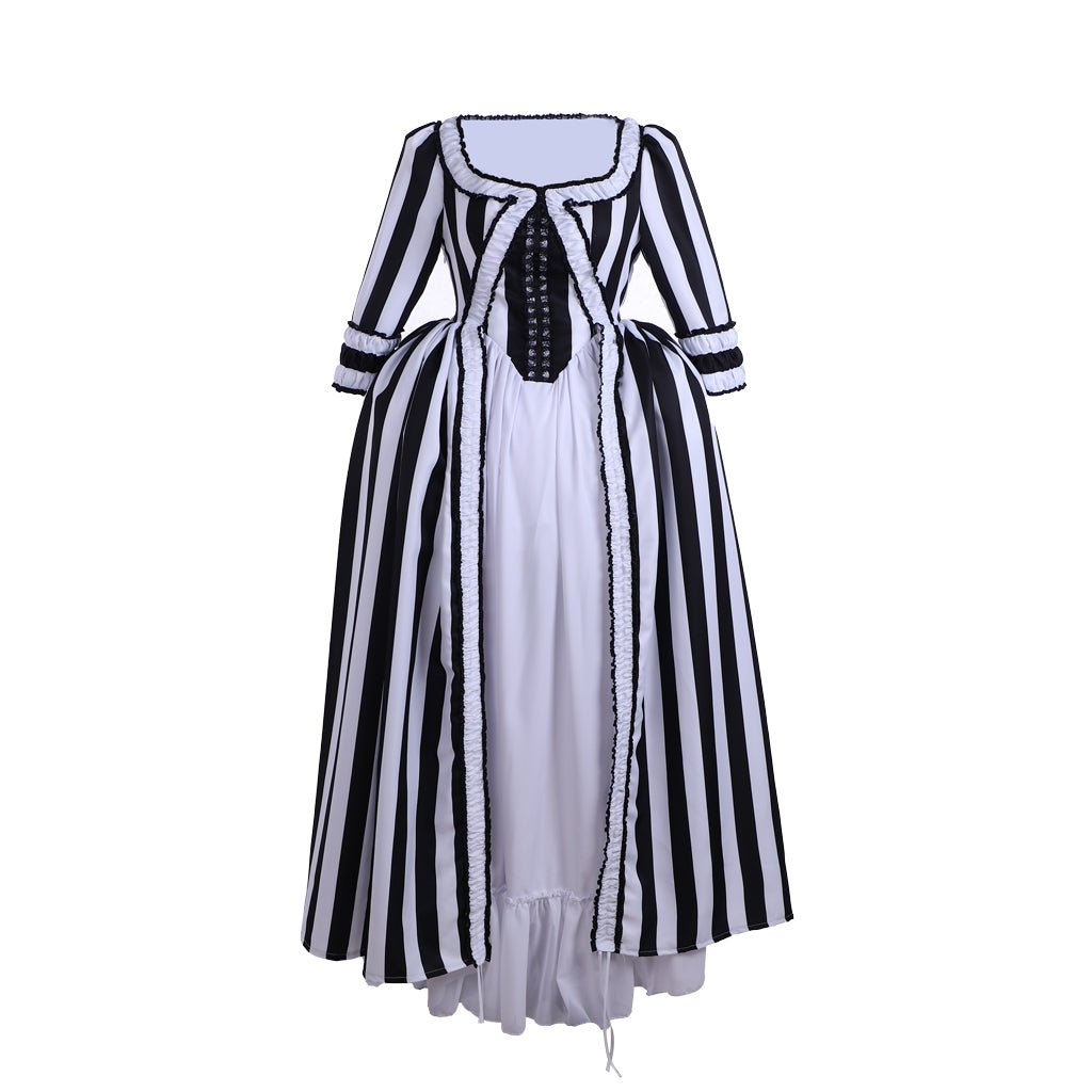 Astricos Rococo Stripe Dress | Elegant Victorian Gothic Ball Gown Cosplay Costume for Women - Astricos