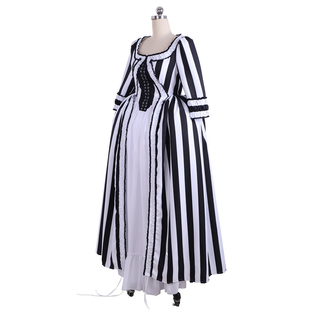 Astricos Rococo Stripe Dress | Elegant Victorian Gothic Ball Gown Cosplay Costume for Women - Astricos