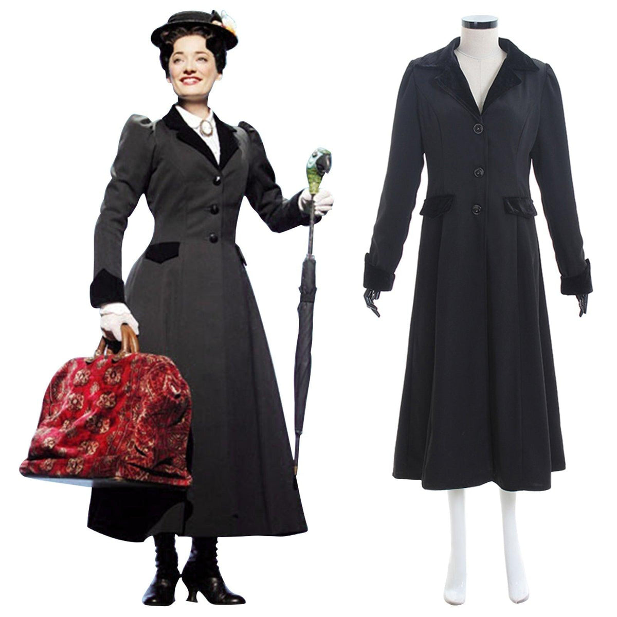 Astricos Mary Poppins Cosplay Costume Dress – Adult Halloween Costume with Multi-Style Options - Astricos