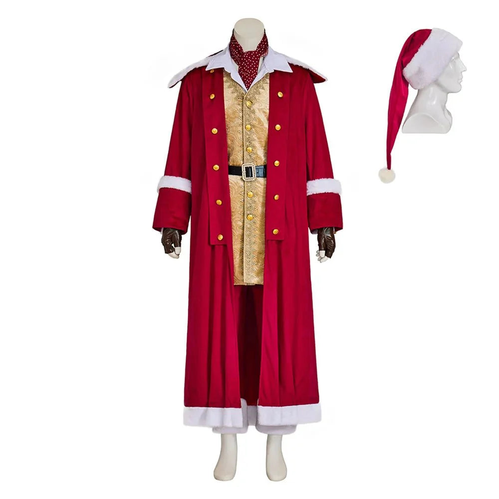 Epic Medieval Santa Claus Cosplay Costume - Red Velvet Jacket Suit Full Set for Christmas Stage Performance - Astricos