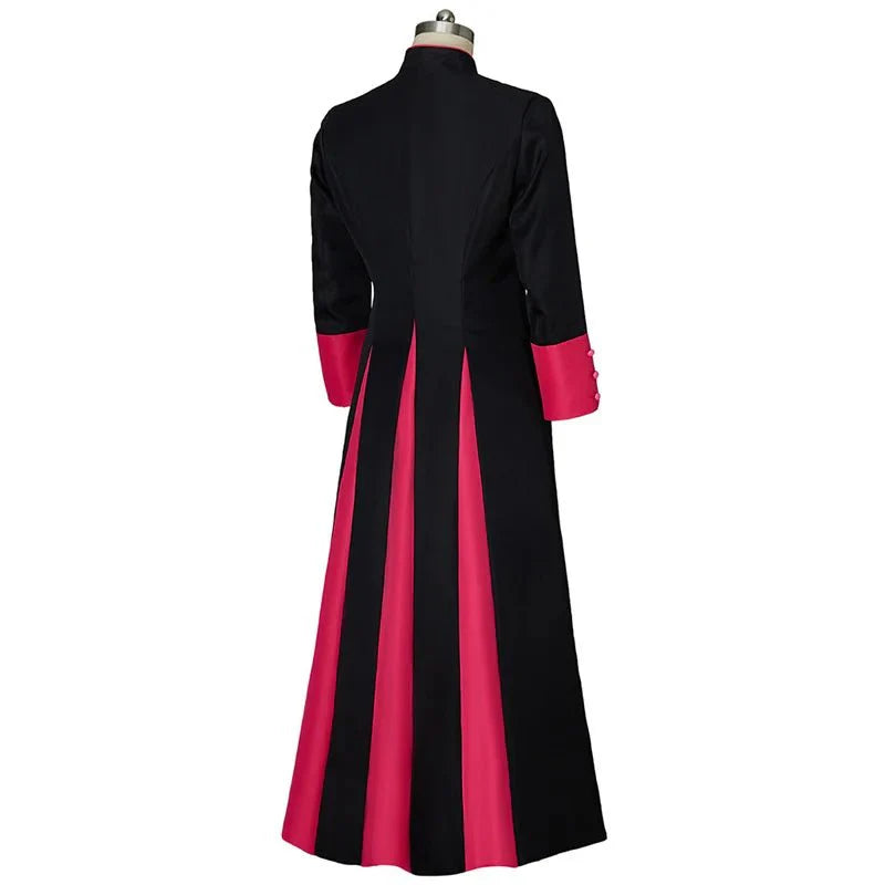 Epic Medieval Priest Robe - Black & Red Roman Pastor Cassock Jacket for Men | Astricos Medieval Series - Astricos